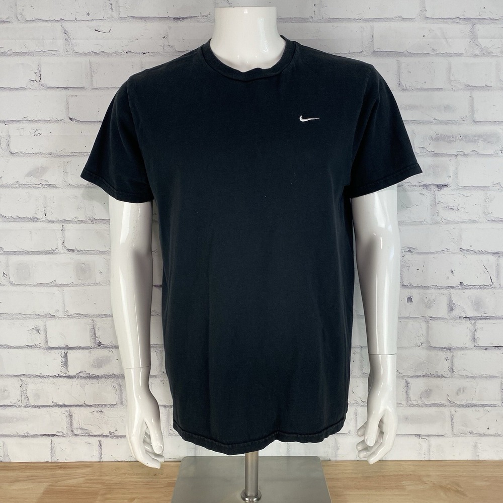 Vintage Nike Shirt Men's Large Short Sleeve Swoosh Embroidered Vtg Y2K Black